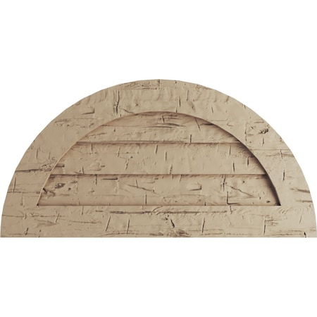 Ekena Millwork Timberthane Hand Hewn Half Round Faux Wood Non-Functional Gable Vent, Primed Tan, 36"W x 18"H GVURHR36X18DHHPR